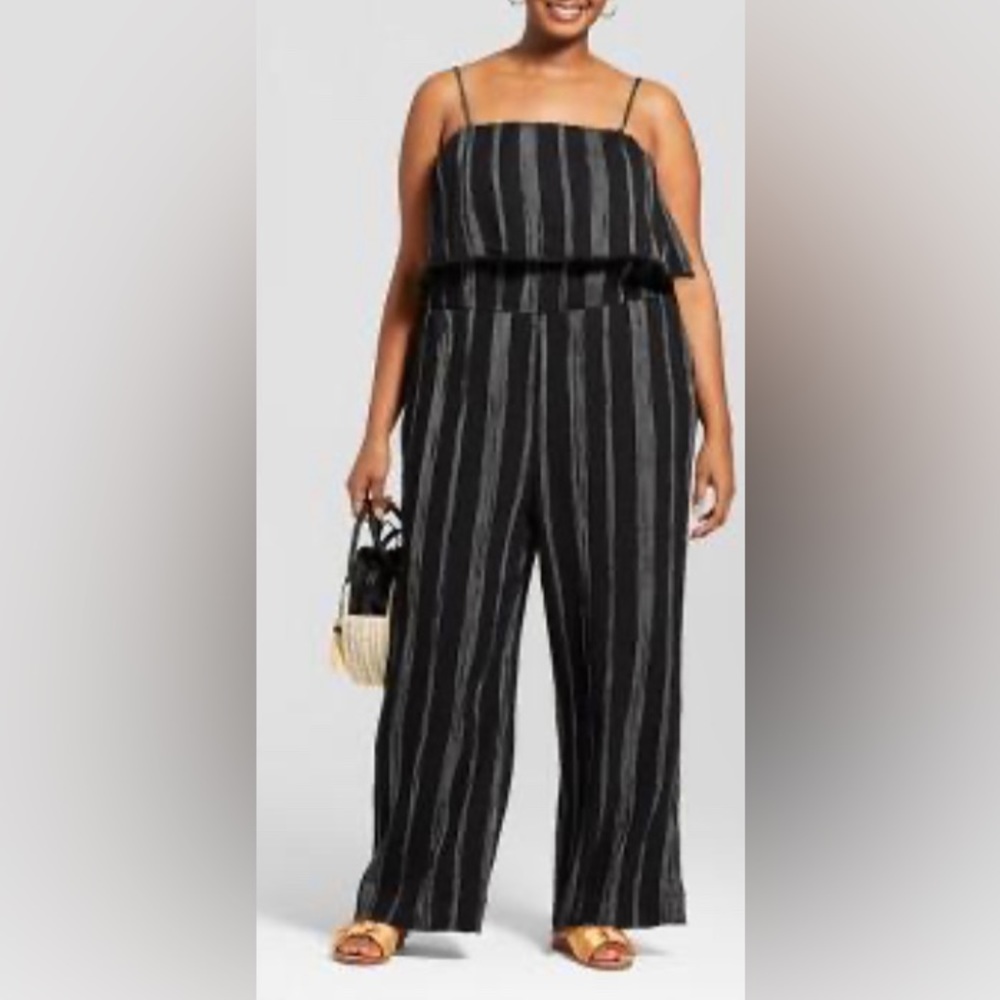 EUC A new day striped jumpsuit xxl